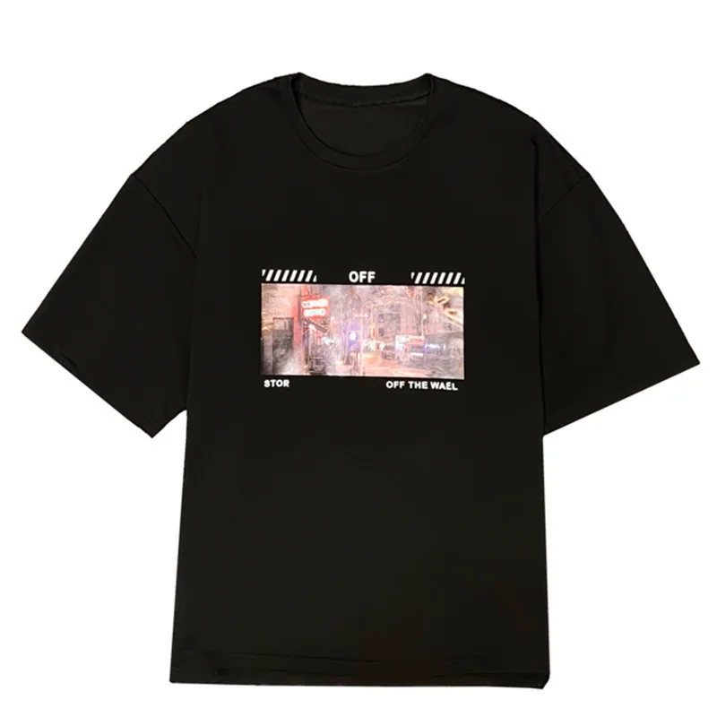 

Half Sleeve T-shirt Men's Trendy Student BF Hong Kong Style Chic Short Sleeve Loose Korean Style Half Sleeve Top
