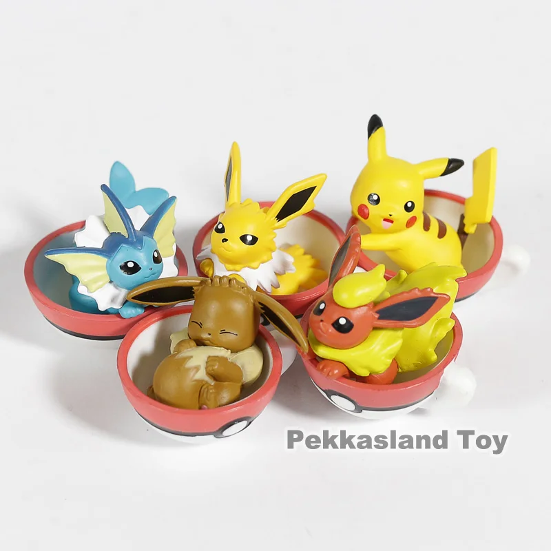 Мини фигурки из ПВХ Pokemon Pikachu Eevee Jolteon Vaporeon Flareon игрушки 5 шт./компл.|Игровые и