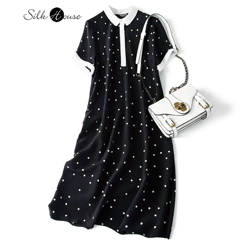 2020 летнее Новое модное Повседневное платье поло с воротником средней длины