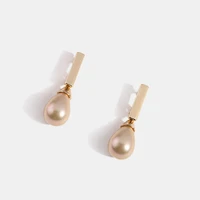 water drop imitation pearl gold color metal drop earring top quality fashion simple alloy drop earring for women party jewelry