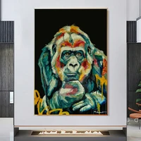 abstract graffiti animal monkey canvas painting orangutan poster and prints wall art pictures for living room home decor cuadros