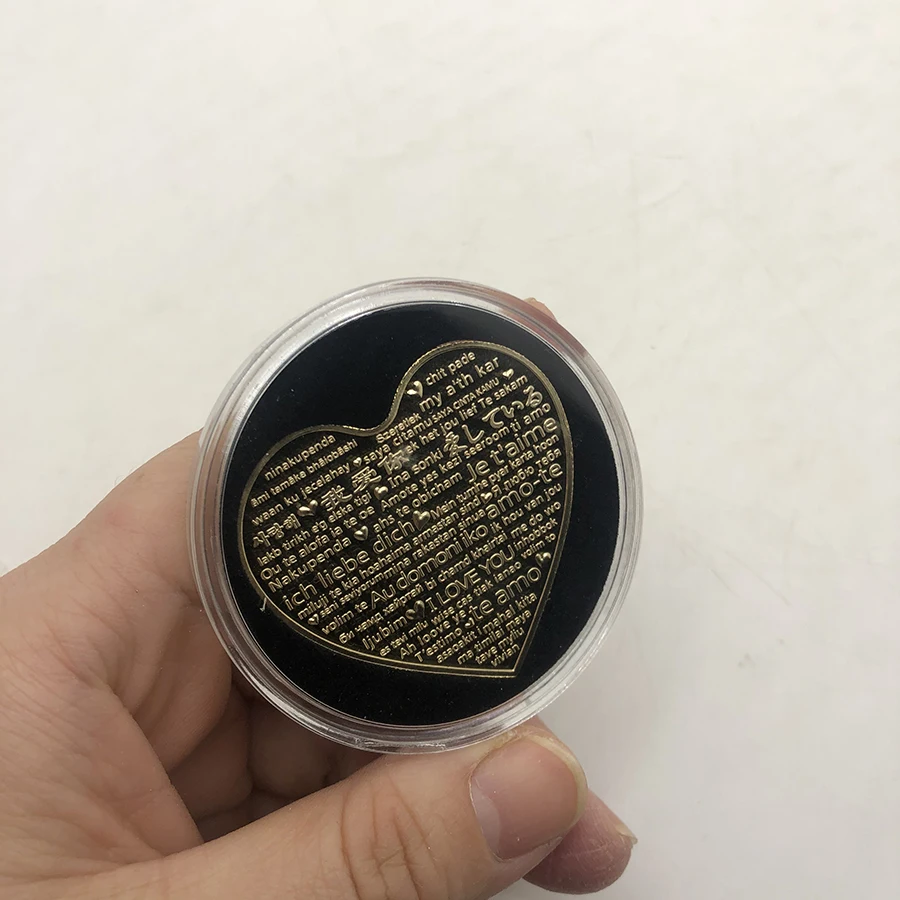 Горячее золото красная роза в форме сердца памятные монеты свадебное украшение