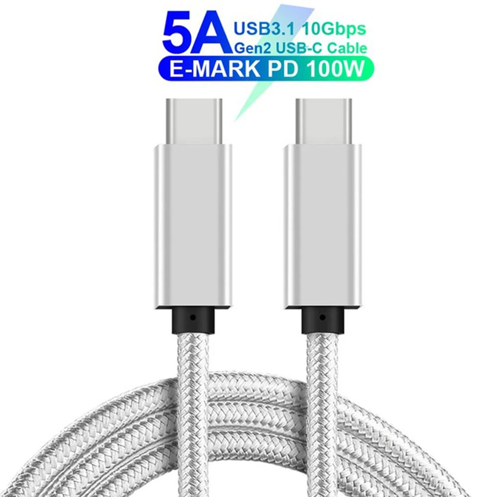 Кабель USB C Type для зарядки QC 4 0 3 1 Gen 2 10 Гбит/с кабель MacBook Pro Samsung E MARK PD 100 Вт