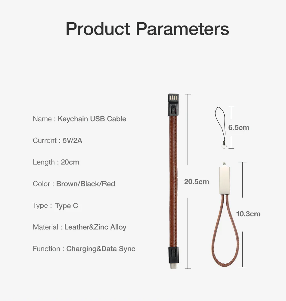 Брелок USB кабель для iPhone xiaomi samsung S9 S8 Mini кожа type C USB кабели для телефонов 2A Быстрая зарядка данных для кабеля USB C