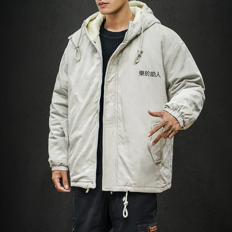 

2019 New Winter Men Fleece Parka Coats Thick Mens Hooded Jacket Coat Warm Thicken Male Overcoat Windproof Outwear LBZ179