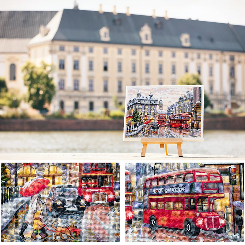 Набор для вышивки крестиком после дождя без принта с изображением улицы 11 14 карат