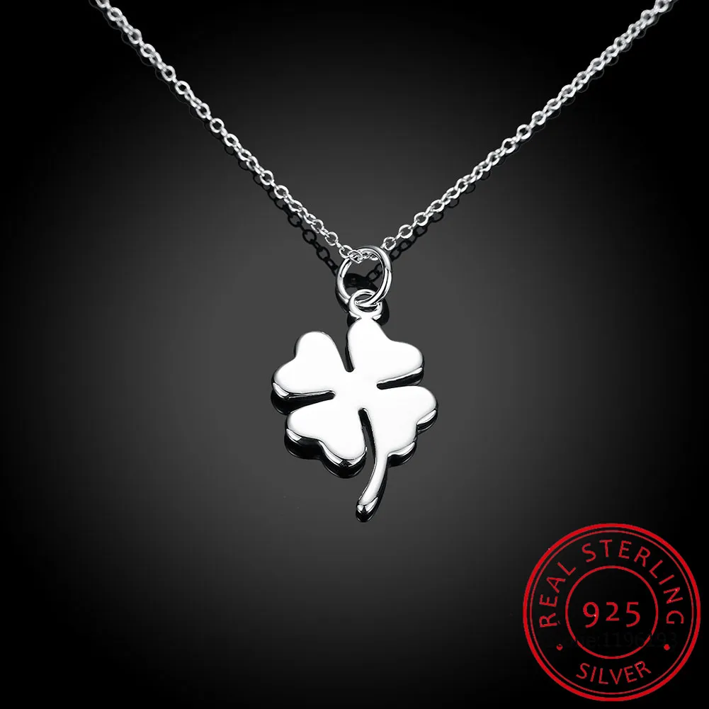 Подлинное 925 пробы серебро Клевер четырехлистник очарование Цепочки и ожерелья