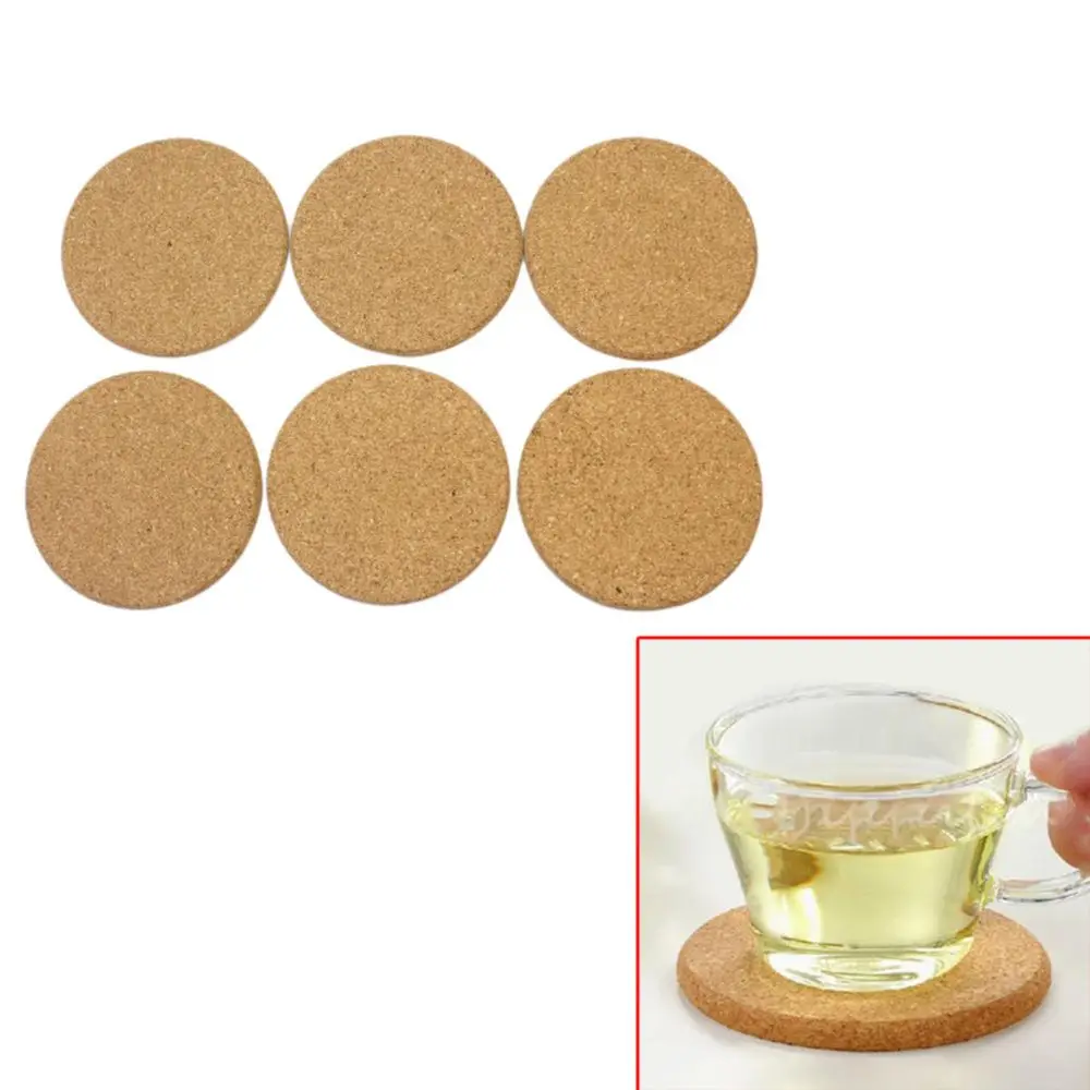 6 шт./лот круглая пробковая подставка термостойкая под чашки настольные салфетки