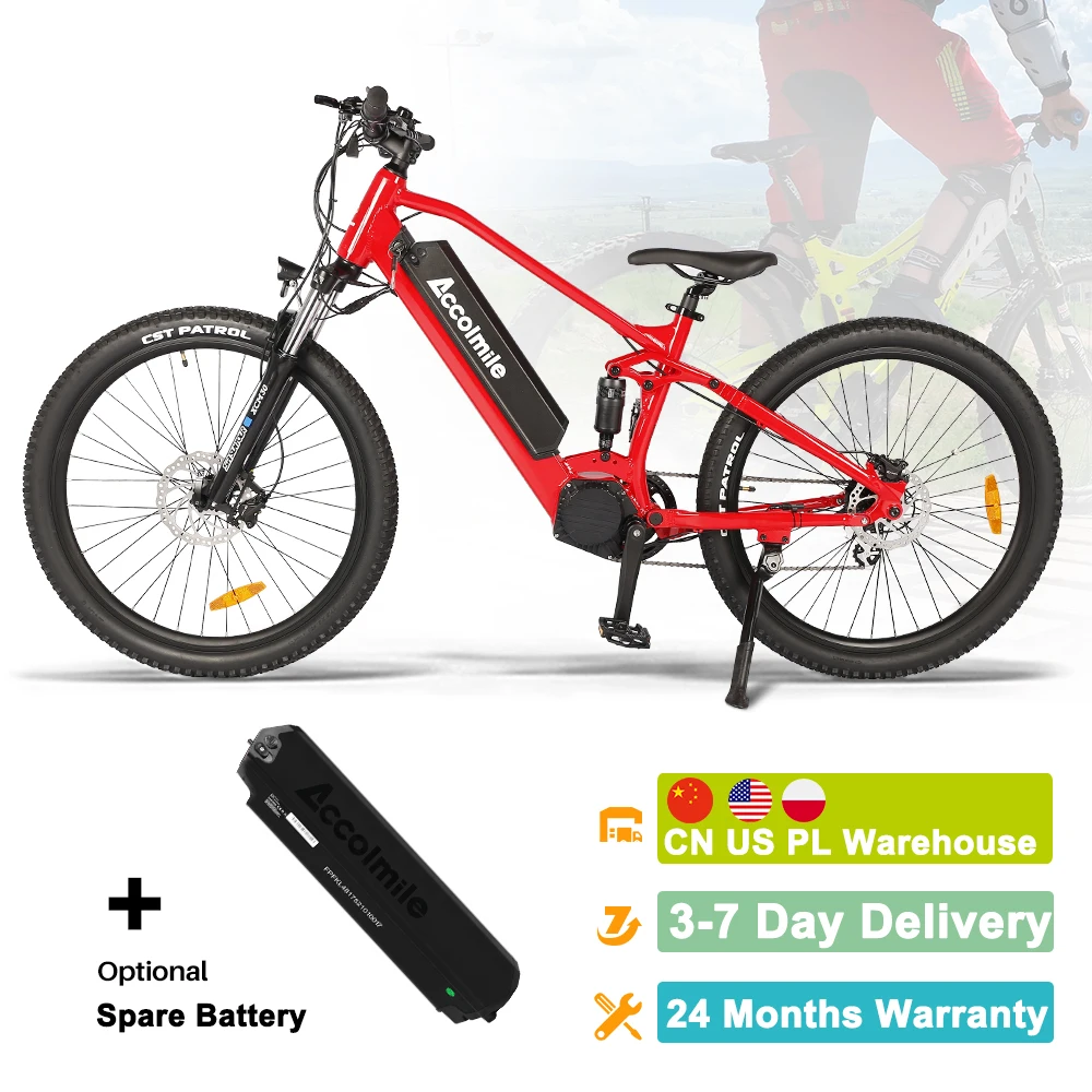 

Electric Mountain Bike 48V 750W Bafang Mid Drive Motor Off Road E-Bike With 17.5Ah Panasonic Battery 27.5inch Electric MTB Bike