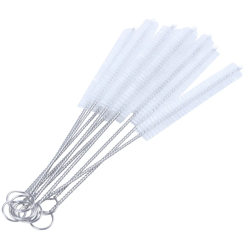 

10 Pcs 10mm Dia Chemistry Test Tube Bottle Nylon Washing Brush Tool White