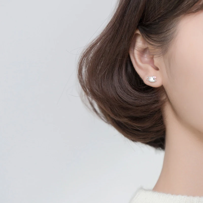 Modian модные животных серьги-гвоздики для женщин 925 стерлингового серебра эмаль