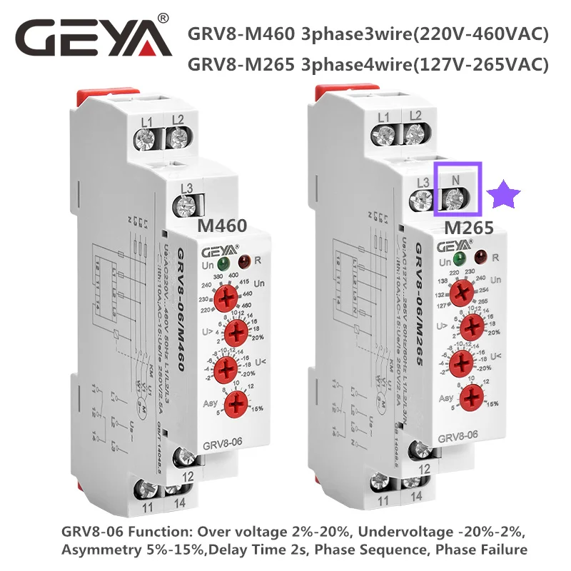 GEYA GRV8-06 3-фазное реле контроля напряжения защитное с датчиком 460 В | Обустройство