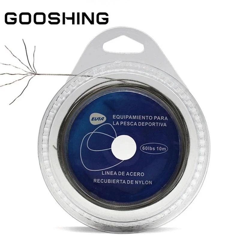 

GOOSHING 10M 7 Strands Coated Braided Stainless Wire Fishing 10-200Lbs Rigging Material Coating Leader Jigging Wire Fish Line