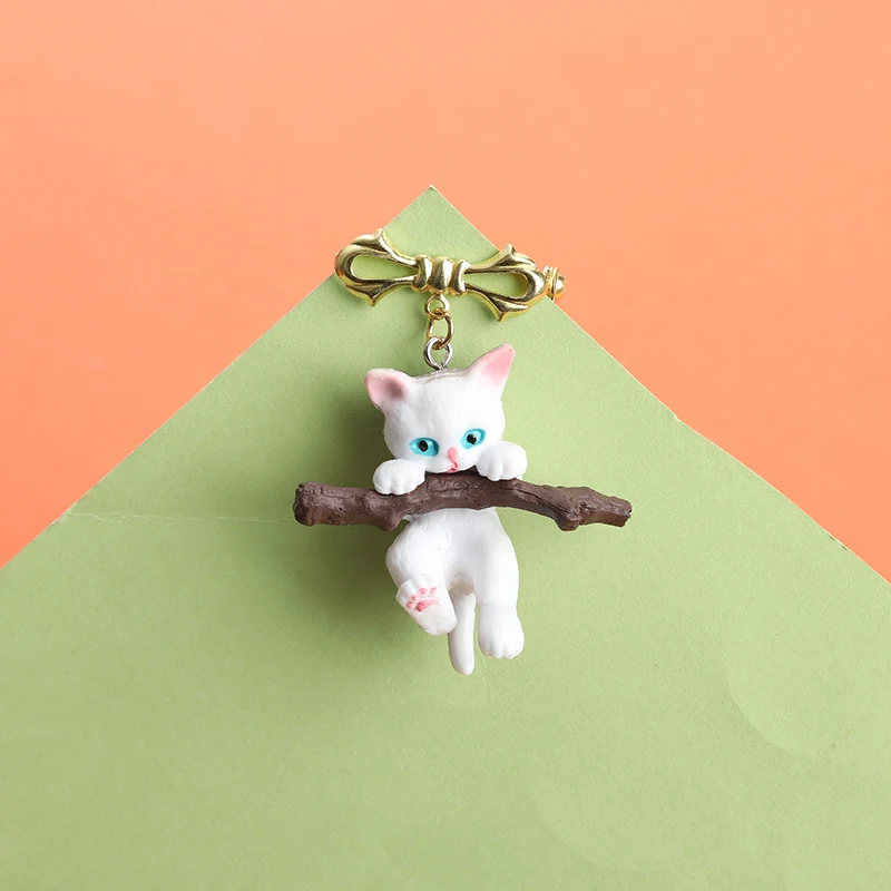 

Down branch cat Brooches Custom Cute pendant Animal Corsage Brooches for Bag Coat Lapel Jewelry Birthday gifts for children