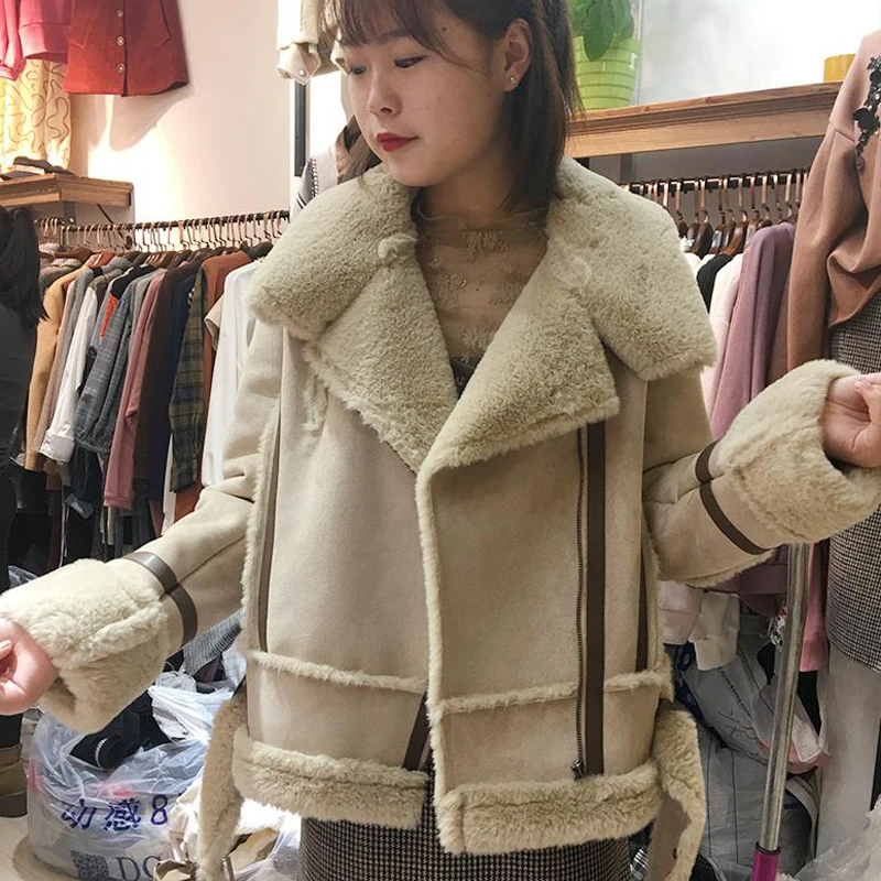 Женские автомобильные меховые пальто зимние толстые теплые куртки из овечьей