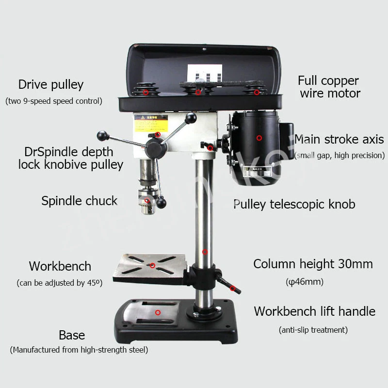 550W Multi-function Bench Drill Small Milling Machine Drilling Bench Drill Machine