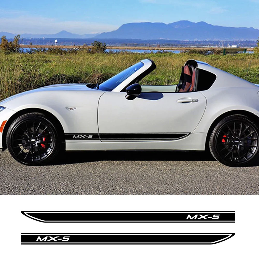 

2PCS Car Side Door Stickers For Mazda MX5 NA NB NC ND MX-5 DIY Racing Sport Stripes Tuning Auto Accessories Vinyl Film Decals