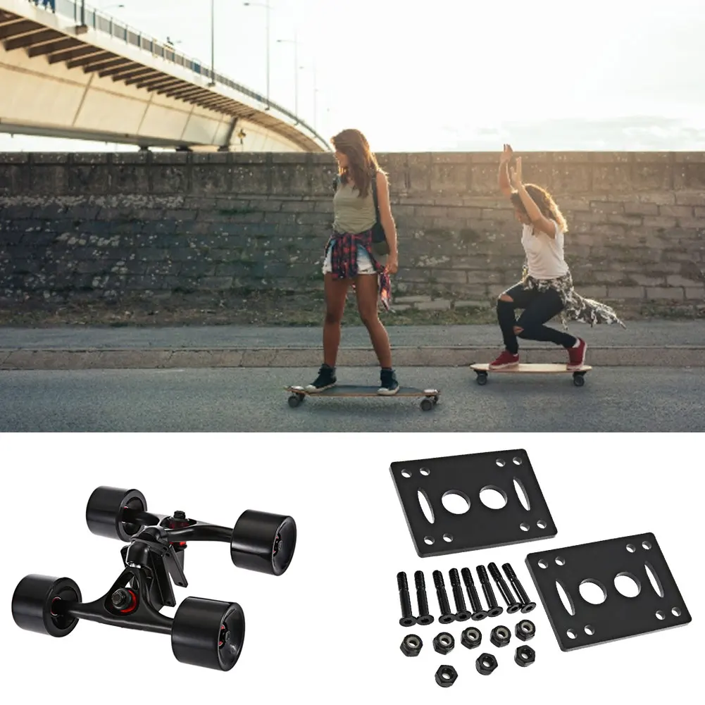 

ABEC-9 Bearing 70*51MM Longboard Bridge Wheels Set Skateboard Trucks PU Wheels Rubber Gasket Professional Skateboard Bracket