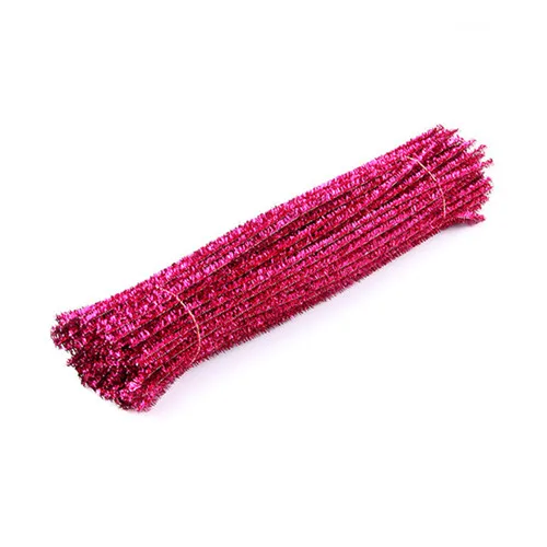 Glitter rose red 30*0,6 см блестящий топ, корень волос, кривая палочка для детей, для детского сада, ручной работы, материал для рукоделия, Рождественские елки, вечерние украшения, 100 шт - Цвет: Glitter rose red