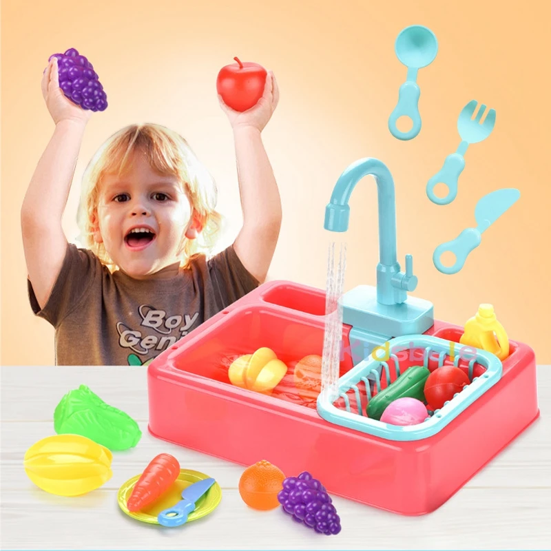 

Kids Kitchen Toys Simulation Electric Dishwasher Pretend Play Mini Kitchen Food Educational Summer Toys Role Playing Girls Toys