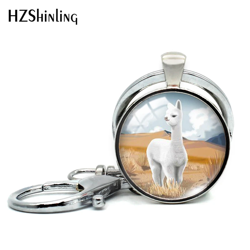 2019 New Alpaca NO PROB LLAMA Keyring Glass Cabochon Keyrings Funny Keychain Round Photo Jewelry |