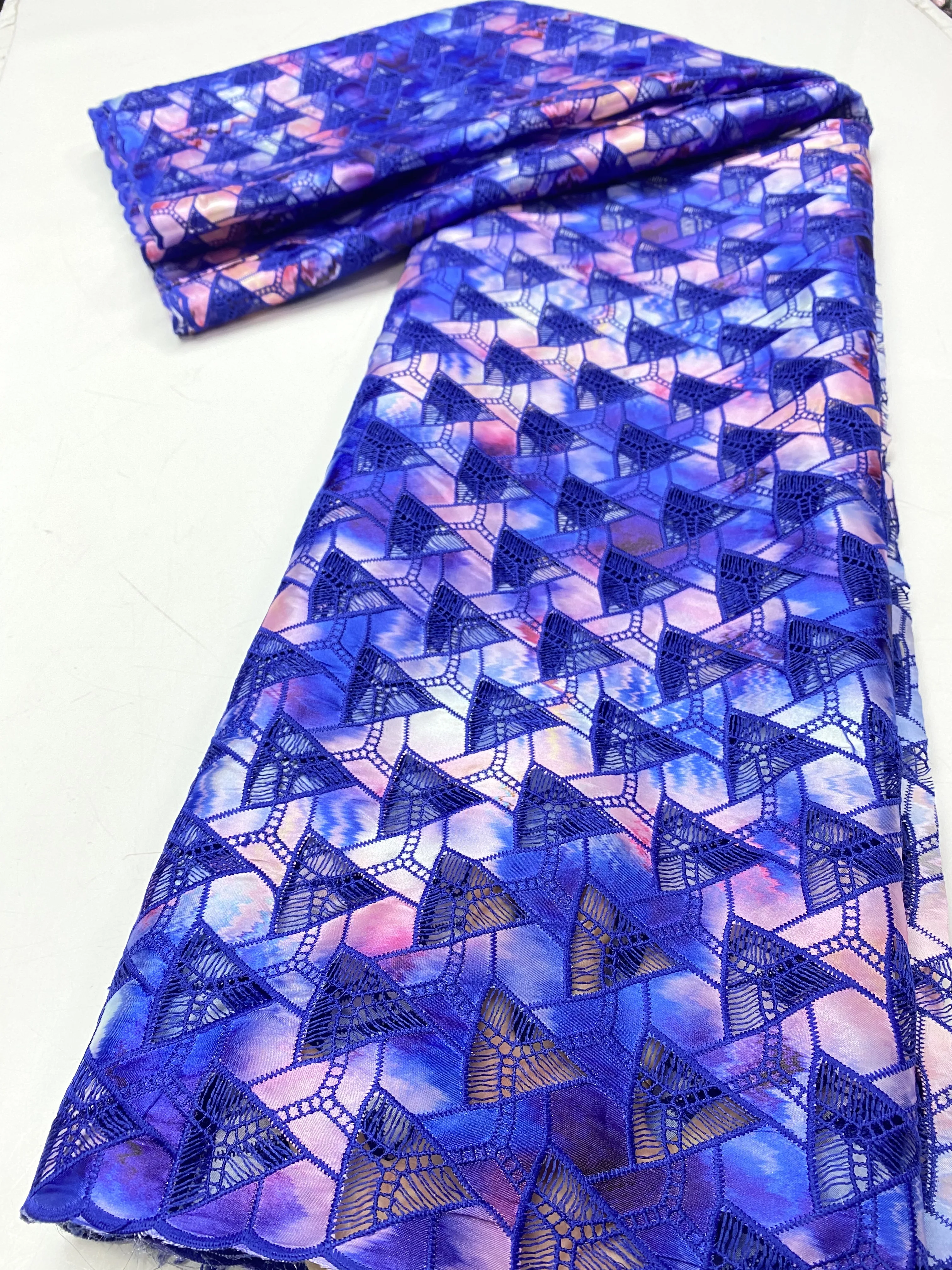 

african lace fabric 2021 expensive red and white nigeria dress printing flower satin lace fabric 5 yards