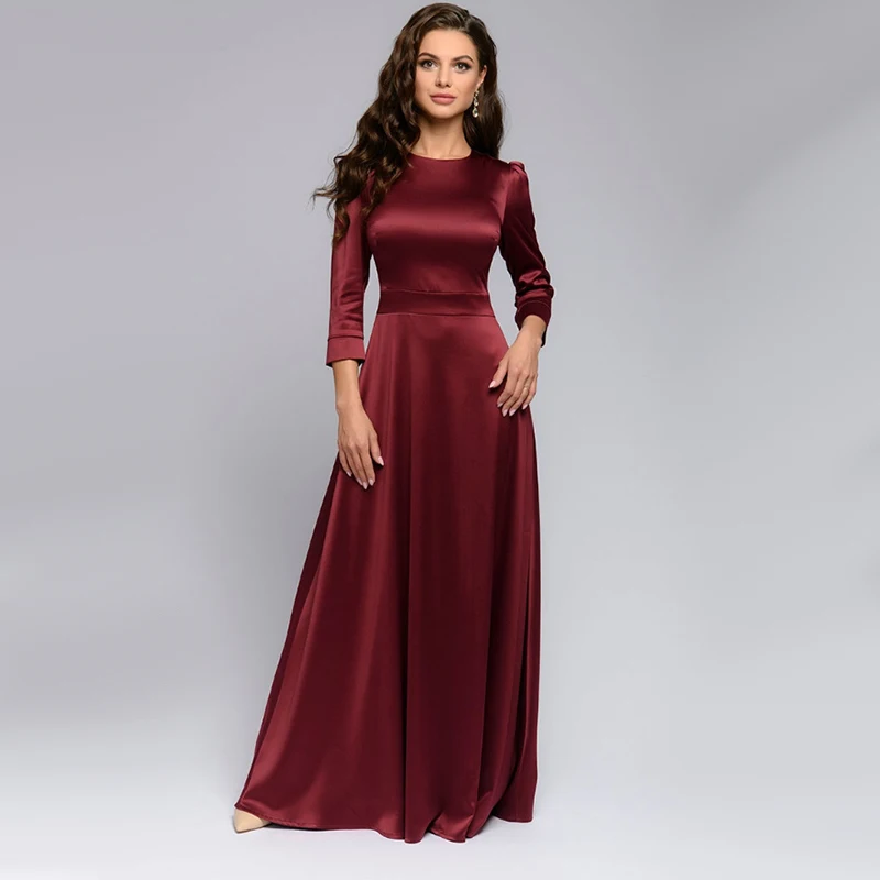 Женское винтажное однотонное длинное платье макси женское сексуальное вечернее