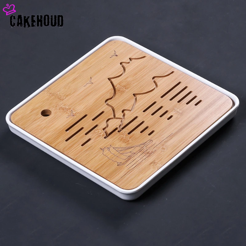 

Chinese Simple Dry Bamboo Tea Tray Melamine Small Tea Table Kung Fu Travel Tea Set Household Drainage Water Storage Tea Tray
