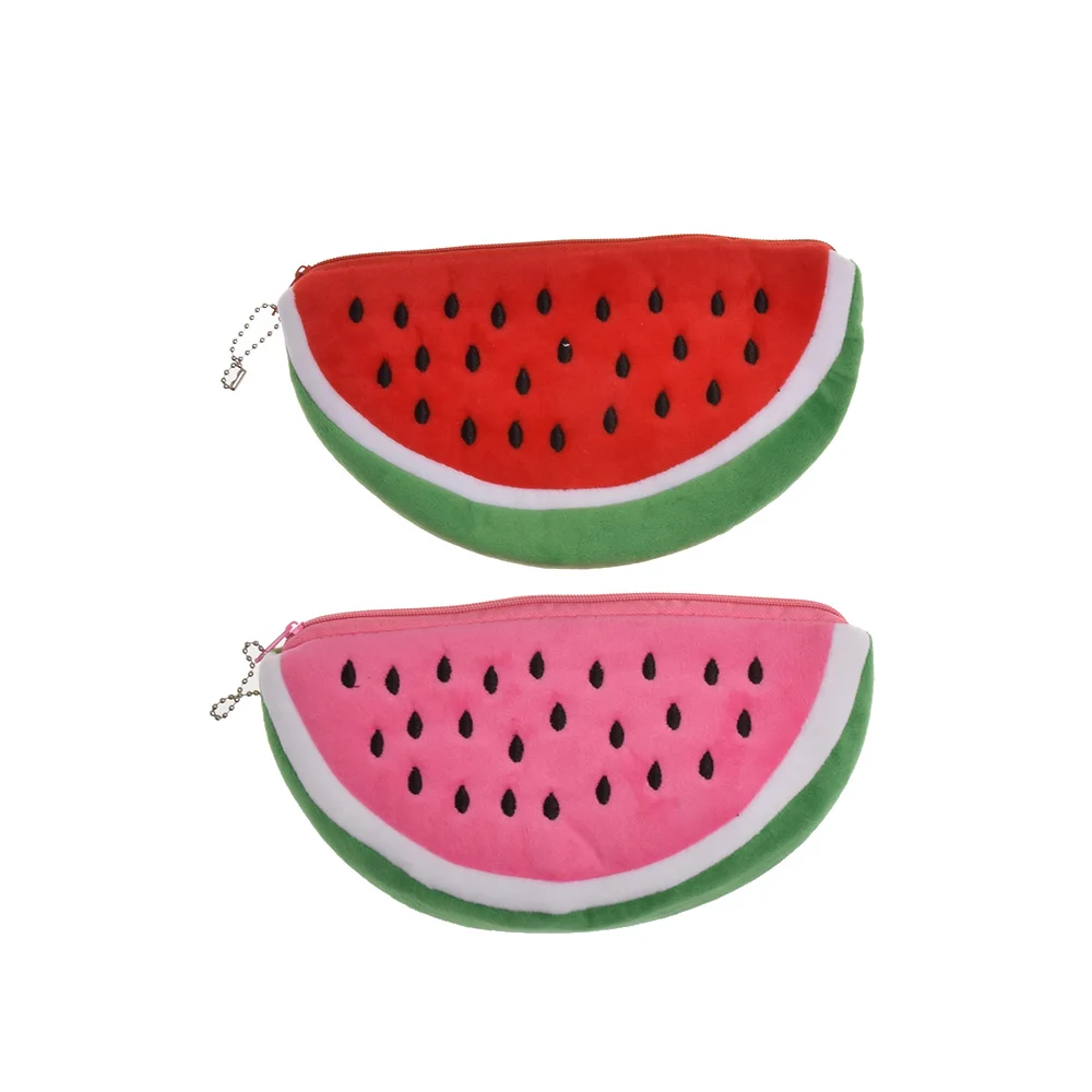 

Cute Plush Watermelon Shape Pencil Case bag Coin Bag Key Pouch,Pen Pouch with Zipper for Girls Boys School Stationery Organizer