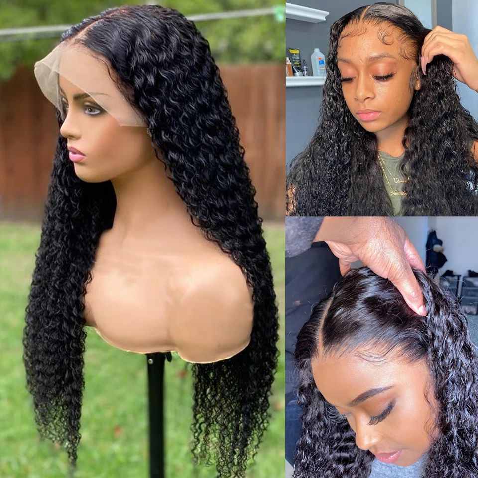 30 Inch Deep Wave Frontal Wigs For Women Brazilian Deep Curly Human Hair Closure Wigs Wet And Wavy T Part Lace Front Wig Brown