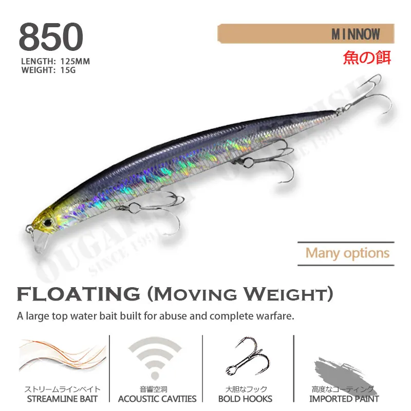 Fishing Accessories Minnow Lure 15g 125mm Floating 0.3m-1m Accesorios De Pesca Leurre Brochet Wobblers Isca Artificial Equipment