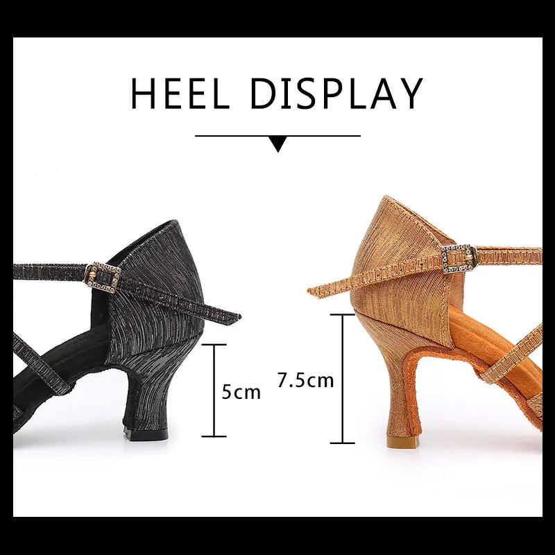 SWDZM Latin Dance Shoes Women Ballroom High Heeled Salsa Samba Dancing Shoes Girls Ladies Indoor Soft Bottom Party Sandals