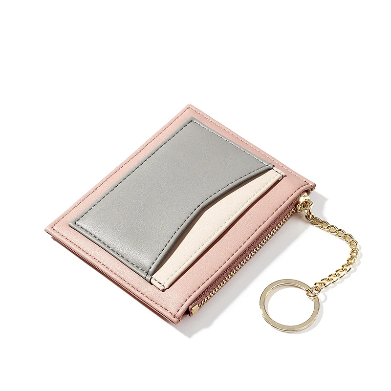 Fashion Slim Keychain Card Holder Women Leather Bag Small Card Wallets Female Organizer Credit Card Case Zipper Coin Purse Bags