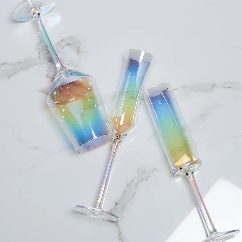 

Goblet Rainbow Cup Colorful Crystal Champagne Glass Color Red Wine Glass Creative Ion Plated Wine Glass