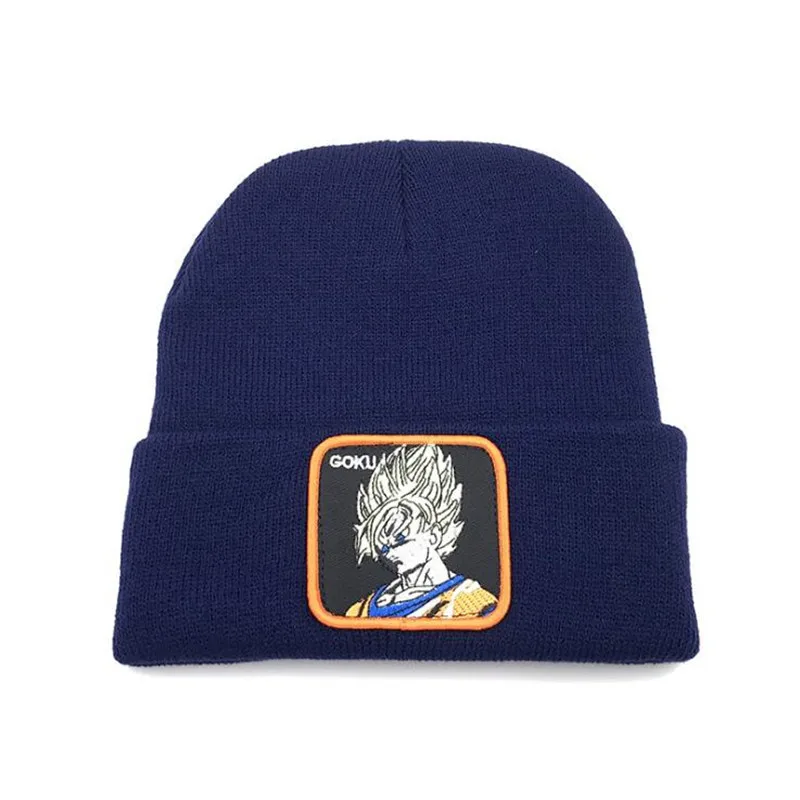 Blue-Goku-1 Горячая Распродажа, осенне-зимняя Кепка для завивки с героями мультфильмов, аниме, Жемчуг дракона, периферийный Гоку, вязаная вышивка, теплая шапка, модная купольная шерстяная шапка - Цвет: Blue-Goku-1