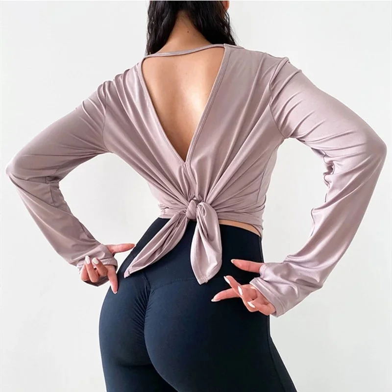 Высокоэластичный спортивный кроп-топ с асимметричным подолом Женская свободная