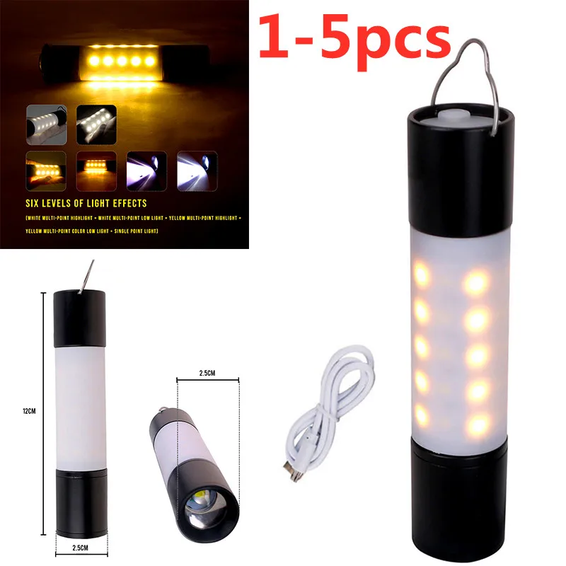

1-5 шт. USB Перезаряжаемый подвесной фонарик, масштабируемый портативный водонепроницаемый светодиодный фонарик, фонарик для кемпинга, палат...