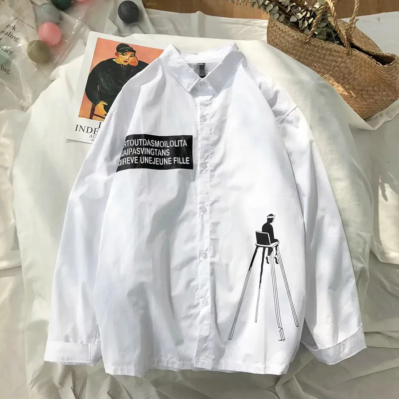 Женская рубашка с принтом в стиле Харадзюку весна-лето 2020 Мужская модная
