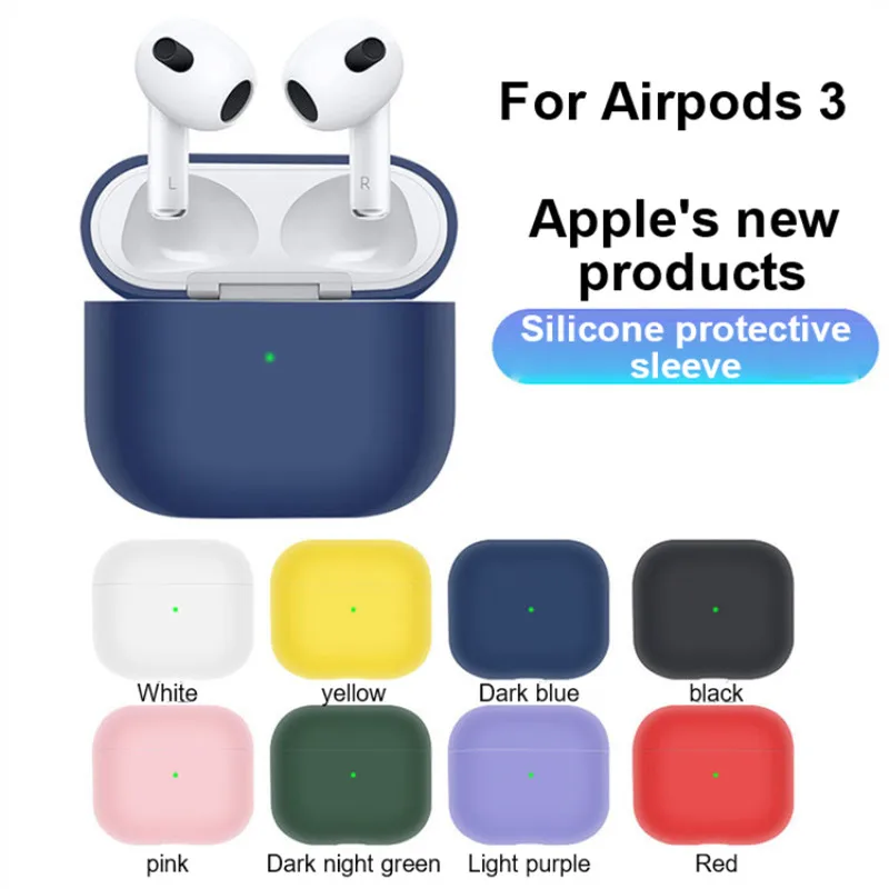 

New Official Soft Liquid Silicone Case For AirPods 3 Wireless Blue Tooth Earphone Protective Case For Apple Airpods 3 Cover Case