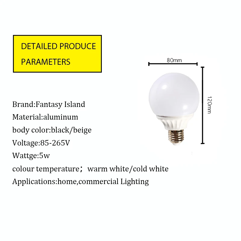 AC85-265V 5W Bulb E27 light bulbs white incandescent bulb e27 Bubble wedding road lead makeup photographic mirror headlights