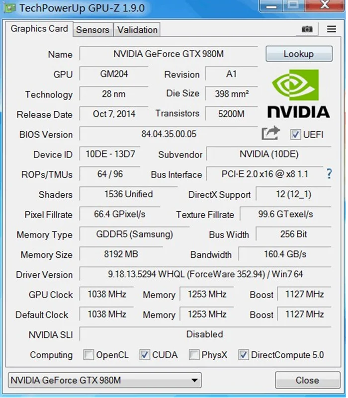 Новая Оригинальная Видеокарта GTX 980M GTX980M SLI X-Bracket N16E-GX-A1 8 ГБ GDDR5 MXM для Dell Alienware MSI hp