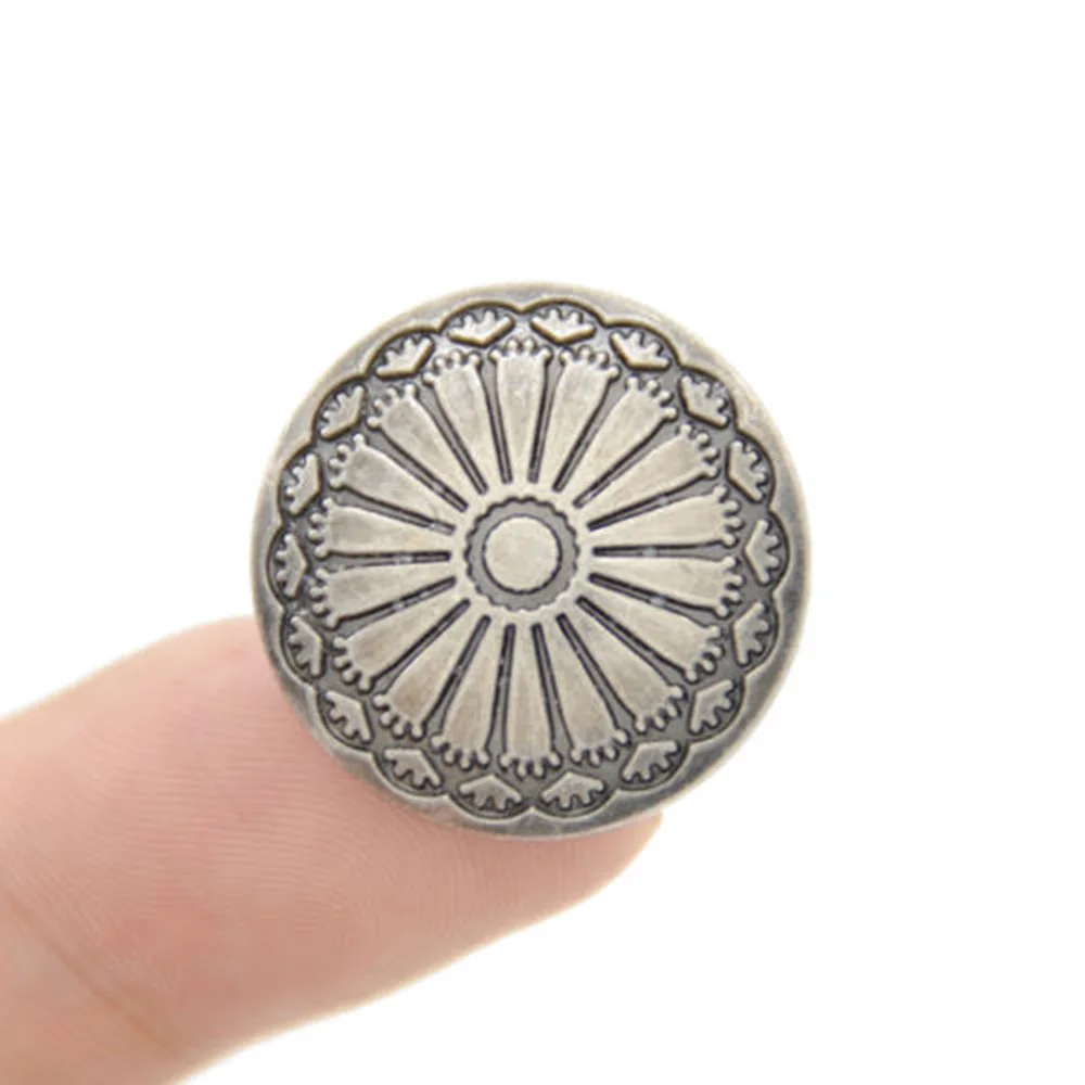 

10pcs Diy Garment Sewing Fastener Flower Pattern Shank Silver Buttons Clothing Craft 23mm Round Buttons For Clothing