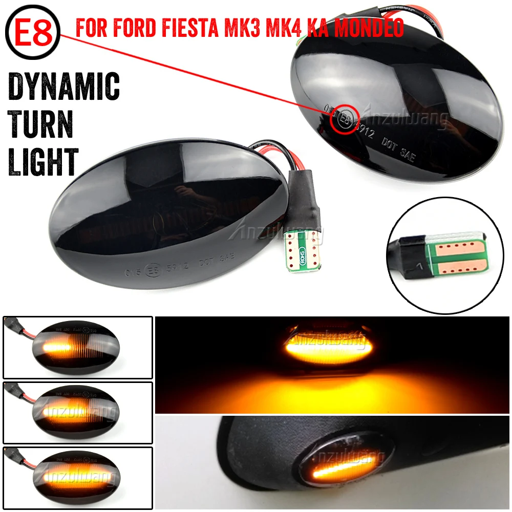 

For Ford Fiesta III IV MK3 MK4 KA Mondeo I MK1 Transit Tourneo MK6 MK7 LED Dynamic Turn Signal Side Marker Light Repeater Lamp