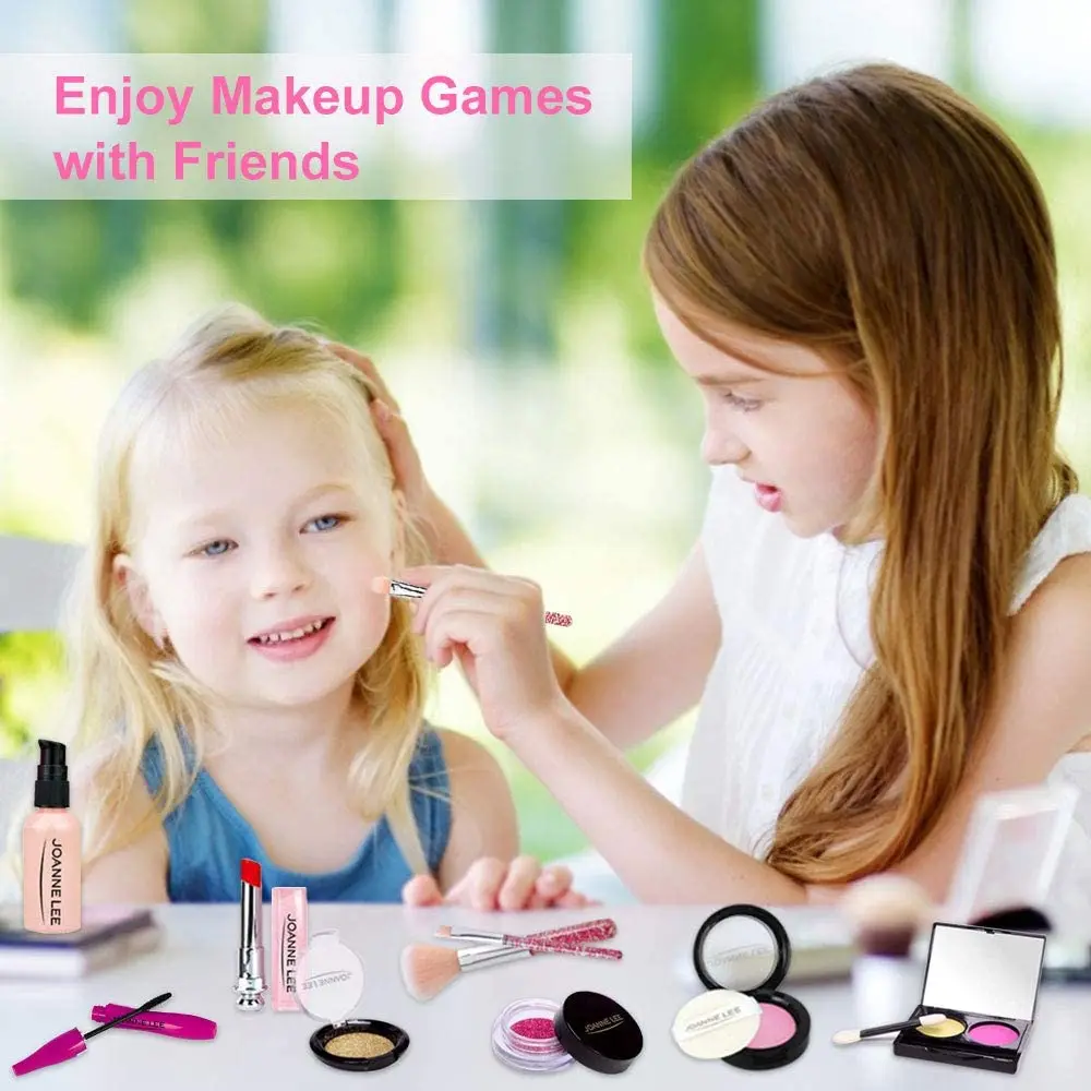 

Pretend Makeup Kit Toys,Safe & Non-Toxic Princess Play Cosmetic Set Toys with Compact Beauty Bag Toys for Girls Present Gift