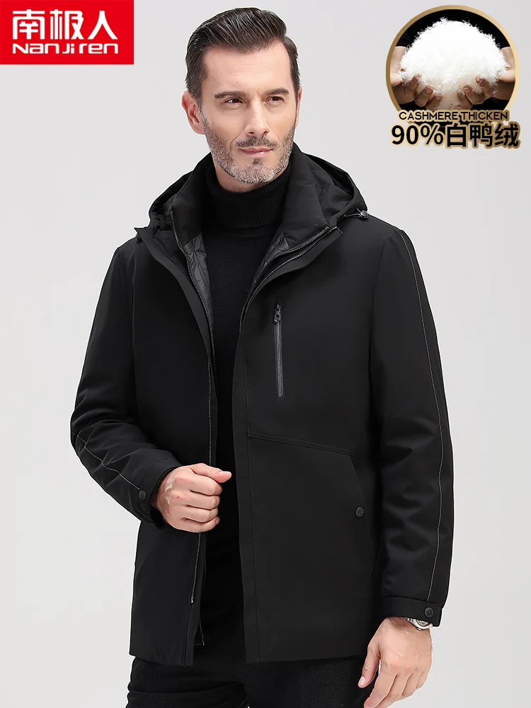 Middle-Aged and Elderly down Jacket Men Middle-Aged Mid-Length Winter Clothing Thickened Dad Wear Detachable Liner Coat Men