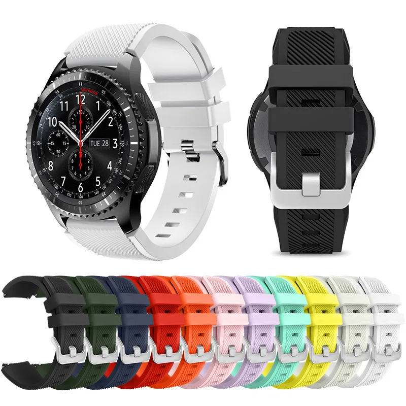 22mm pulseira de silicone para samsung galaxy 46mm para huawei gt relógios inteligentes pulseira masculina cor sólida pulso de relogio