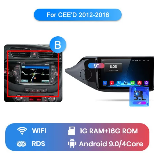 Junsun V1 2G+ 32G Android 9,0 DSP автомобильный Радио Мультимедиа Видео плеер навигация gps для KIA Cee 'd CEED JD 2012- 2 din без dvd - Цвет: WIFI (1GB 16GB) B