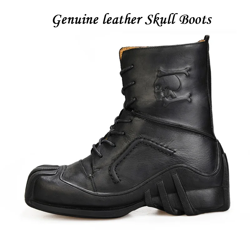 Мужские ботинки из натуральной кожи на шнуровке мотоциклетные боевые первого