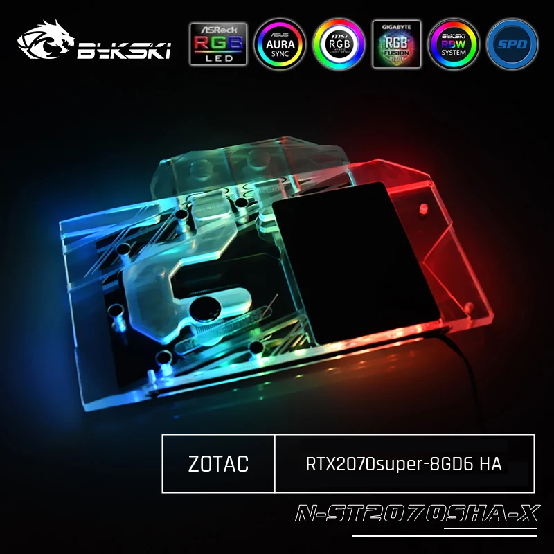 Bykski N ST2070SHA X GPU Блок водяного охлаждения для ZOTAC RTX 2070 super 8GD6 HA / MINI OC|Кулеры и системы
