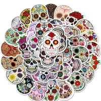 50pcs sugar skull stickers graffiti pack mexican calaver death day vinyl art decals for laptop water bottle luggage skateboard